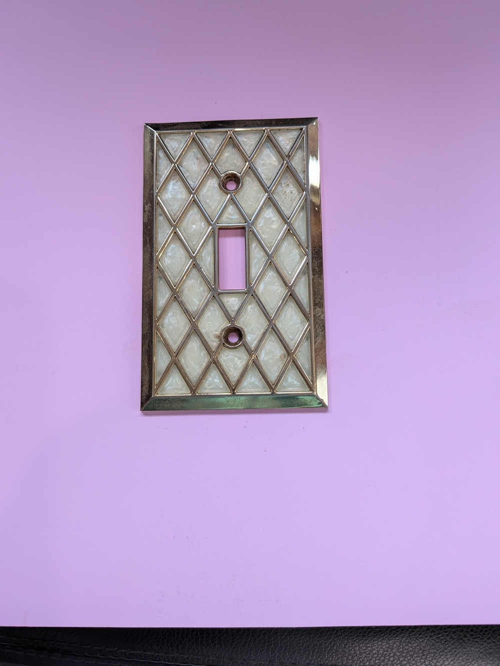 Vintage Mother Of Pearl Style Brass Finish Switchplate